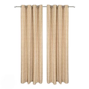 Summer Printed 2-Piece Blackout Curtain Set, White & Green - 300x300 cm