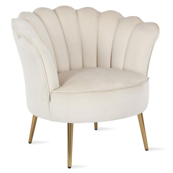 SMART Dining Chairs Vintage Velvet Armchairs Accent Chairs for Living with Metal Chair Legs Off White