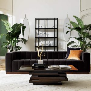 CHARCOAL VELVET EXTRA LARGE SOFA 300 CM 5 SEATER