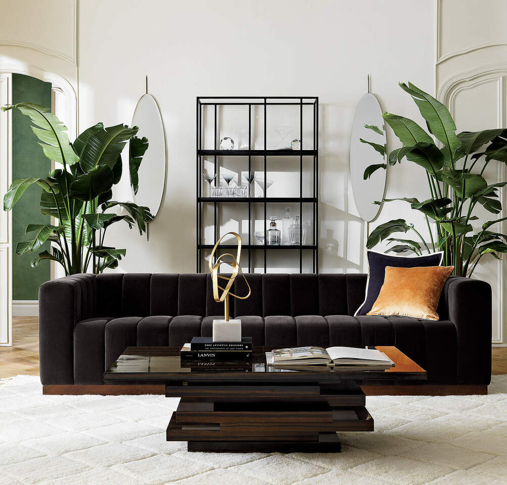 CHARCOAL VELVET EXTRA LARGE SOFA 300 CM 5 SEATER