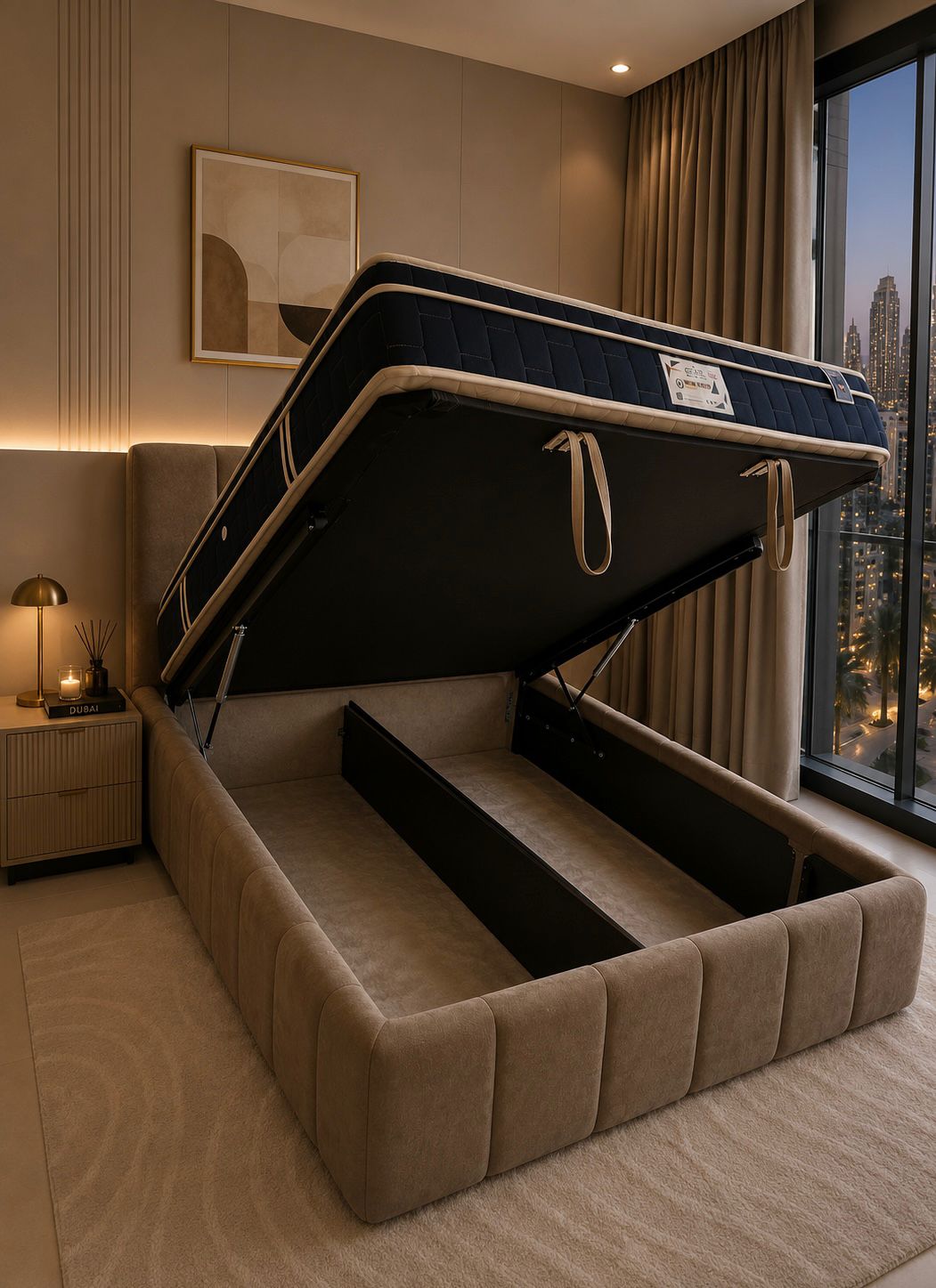 Smart Style Modern Velvet Bed with Storage - Image 3
